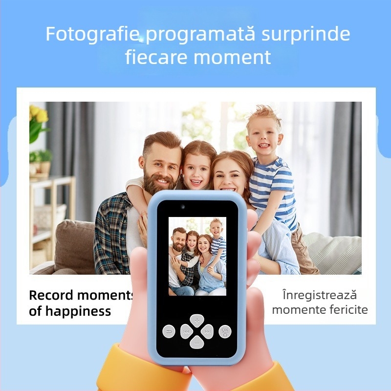 Cameră pentru copii cu două camere, pentru fotografii și videoclipuri, ecran LCD de 2,4 inch, stocare TF Card, model KDC-0027A, autonomie baterie 1–3 ore