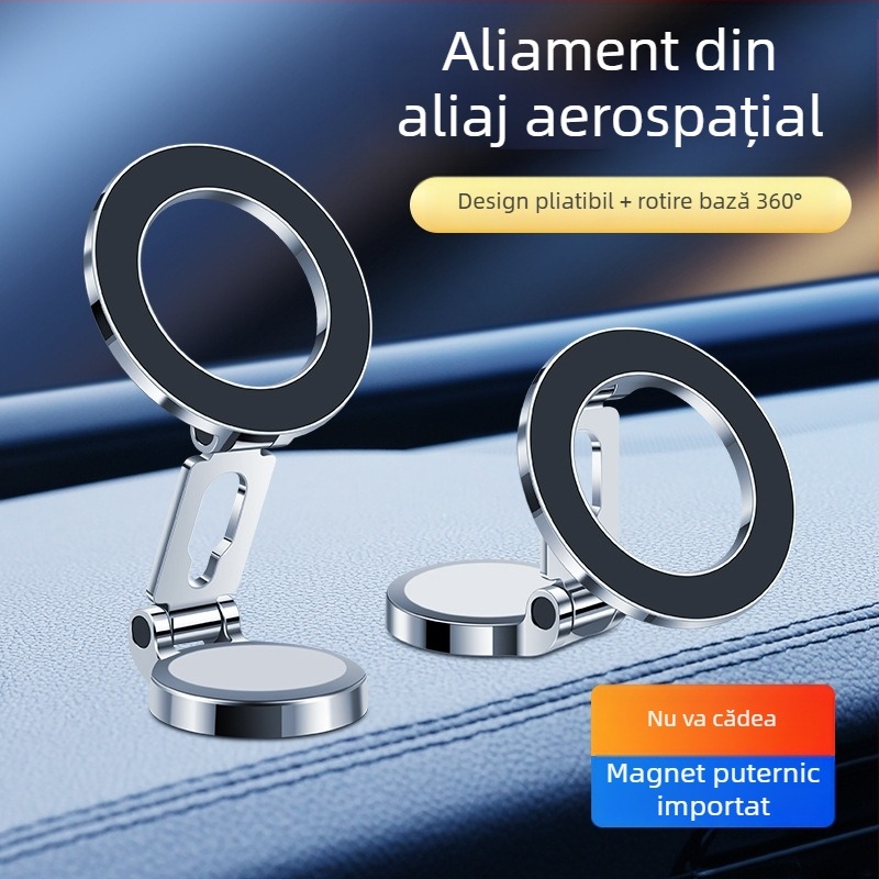 Suport auto pentru telefon — pliabil, magnetic, antivibrații, compatibil cu navigația (pliabil, magnetic, antivibrații, navigație)