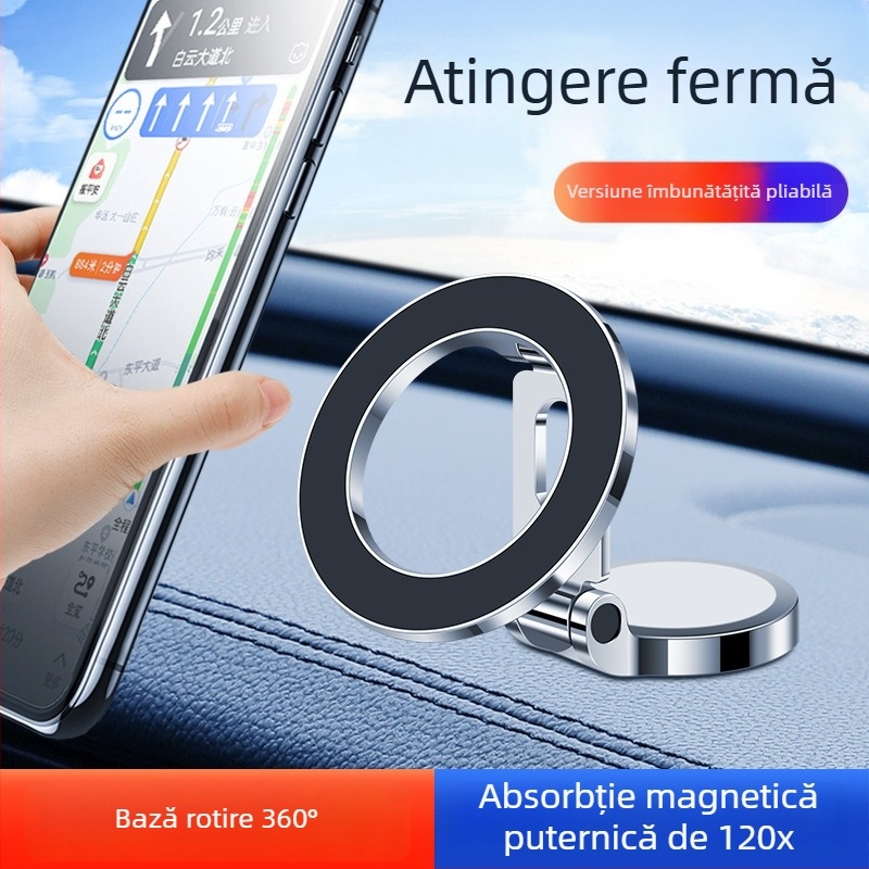 Suport auto pentru telefon — pliabil, magnetic, antivibrații, compatibil cu navigația (pliabil, magnetic, antivibrații, navigație)