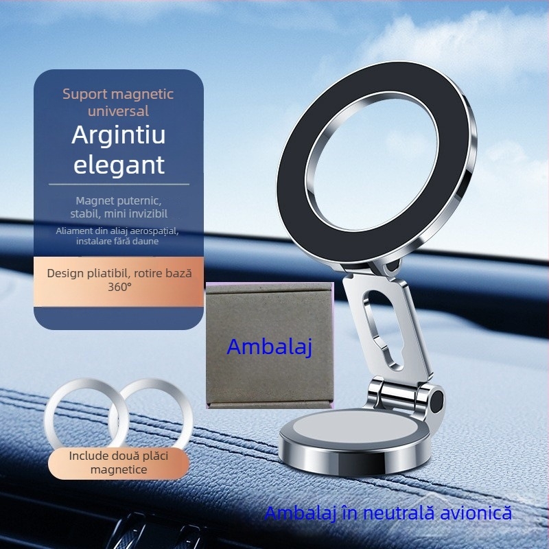 Suport auto pentru telefon — pliabil, magnetic, antivibrații, compatibil cu navigația (pliabil, magnetic, antivibrații, navigație)