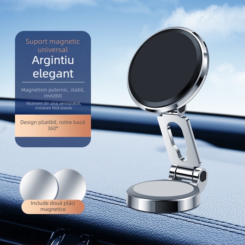 Suport auto pentru telefon — pliabil, magnetic, antivibrații, compatibil cu navigația (pliabil, magnetic, antivibrații, navigație)