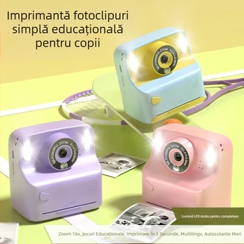 Cameră digitală cu imprimare instantanee, model X6D, ecran LCD 2,4 inchi, stocare TF Card, rezoluție 4800 pixeli, baterie 1000 mAh