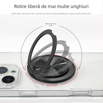Suport pentru telefon cu rotire de 360° din aliaj de aluminiu, ultra-subțire, pliabil, pentru birou și montaj magnetic pentru mașină