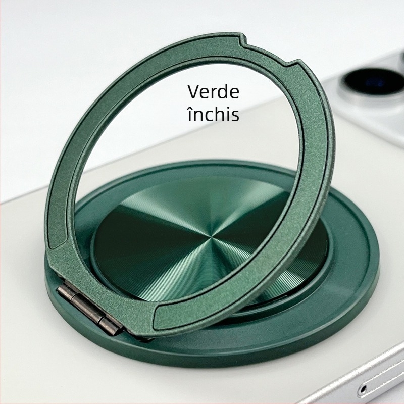 Suport pentru telefon cu rotire de 360° din aliaj de aluminiu, ultra-subțire, pliabil, pentru birou și montaj magnetic pentru mașină