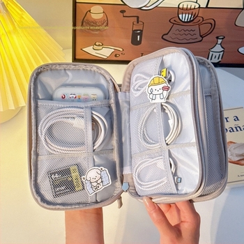 Geantă de stocare cabluri – stil geantă de mână, depozitare pe mai multe niveluri, organizator portabil, multifuncțional pentru cabluri, căști și unități USB (călătorii)