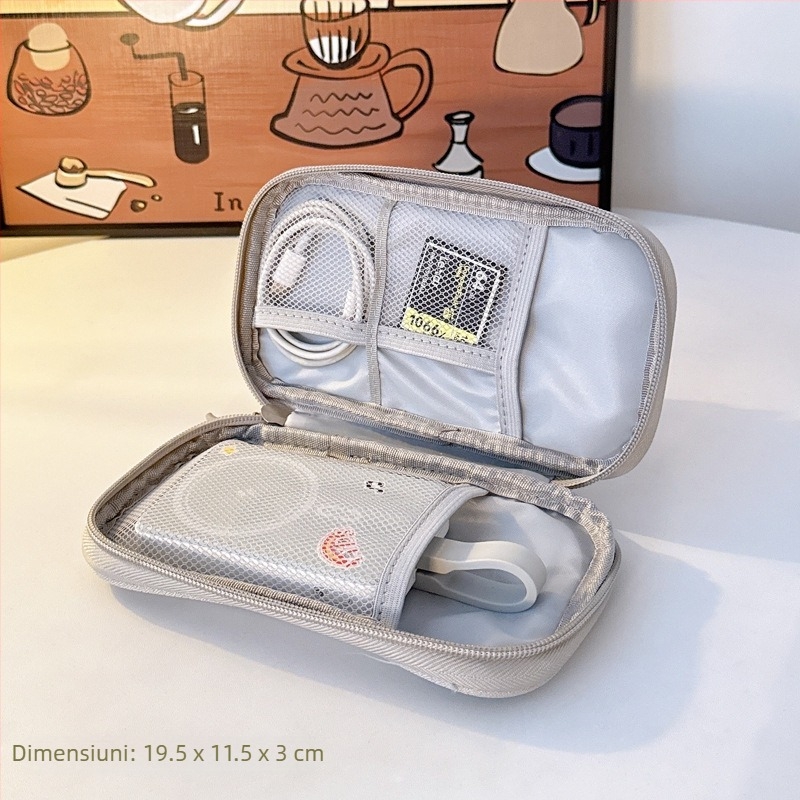 Geantă de stocare cabluri – stil geantă de mână, depozitare pe mai multe niveluri, organizator portabil, multifuncțional pentru cabluri, căști și unități USB (călătorii)