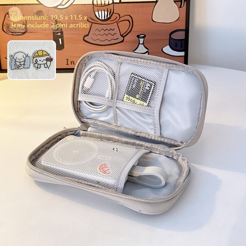 Geantă de stocare cabluri – stil geantă de mână, depozitare pe mai multe niveluri, organizator portabil, multifuncțional pentru cabluri, căști și unități USB (călătorii)