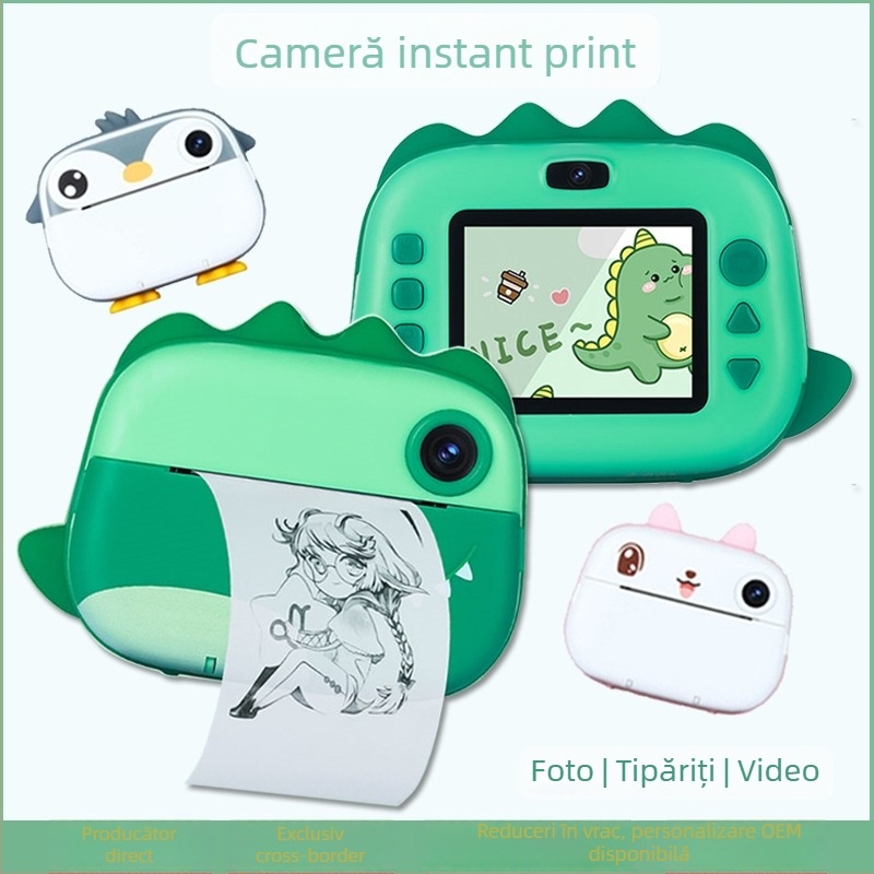 Cameră Polaroid mini pentru copii, cu obiectiv dual HD, imprimă fotografii, stocare pe card TF, model M05