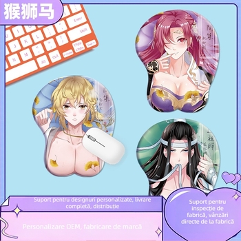 Pad de încheietură pentru mouse H-5 – Gel de siliciu + mătase de lapte, o singură față, utilizare de birou, design 3D animație, logo imprimat, OEM/personalizare