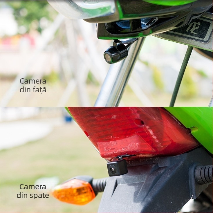 Cameră de bord pentru motocicletă T18 cu lentile duale, 1080P HD, unghi de 120°, suport card TF 8–32GB cu înregistrare ciclică