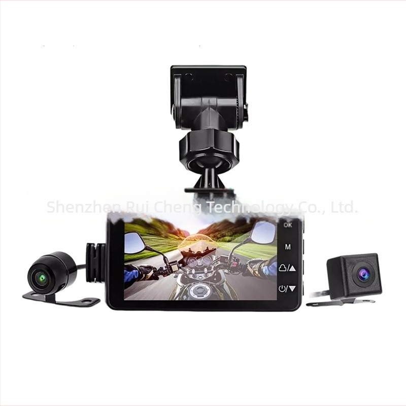 Cameră de bord pentru motocicletă T18 cu lentile duale, 1080P HD, unghi de 120°, suport card TF 8–32GB cu înregistrare ciclică