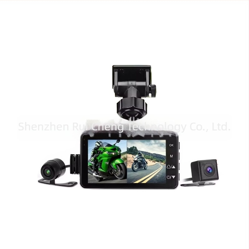 Cameră de bord pentru motocicletă T18 cu lentile duale, 1080P HD, unghi de 120°, suport card TF 8–32GB cu înregistrare ciclică