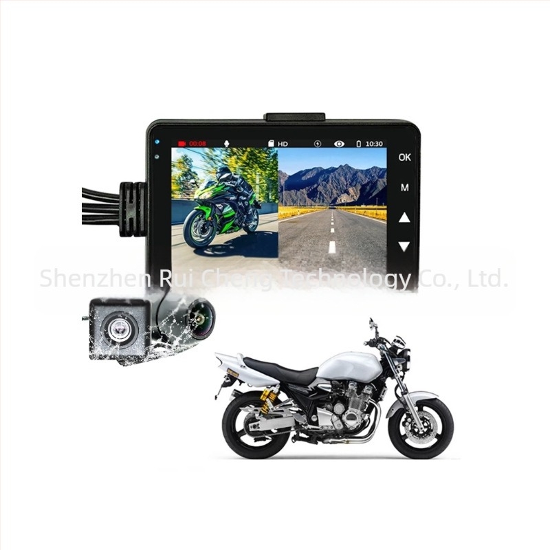 Cameră de bord pentru motocicletă T18 cu lentile duale, 1080P HD, unghi de 120°, suport card TF 8–32GB cu înregistrare ciclică