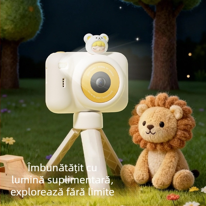 Cameră digitală pentru copii cu suport — camere frontale și din spate, peste 40 MP, ecran LCD 2,4'', suport card TF, carcasă ABS, modelul A6