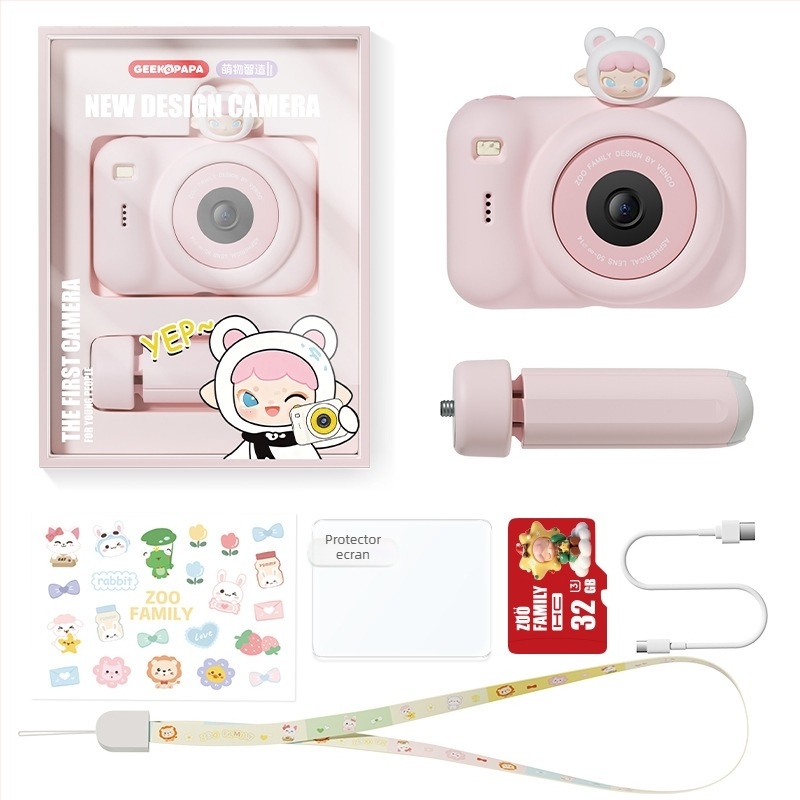 Cameră digitală pentru copii cu suport — camere frontale și din spate, peste 40 MP, ecran LCD 2,4'', suport card TF, carcasă ABS, modelul A6