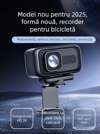 MT100 Înregistrator pentru motocicletă și vehicul electric, cameră HD rezistentă la apă, unghi de vizualizare 140°, 0.8 MP, suport SD card până la 64GB, WiFi direct către telefonul mobil