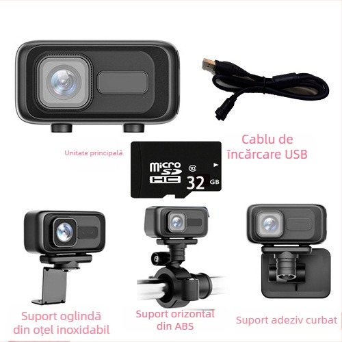 MT100 Înregistrator pentru motocicletă și vehicul electric, cameră HD rezistentă la apă, unghi de vizualizare 140°, 0.8 MP, suport SD card până la 64GB, WiFi direct către telefonul mobil