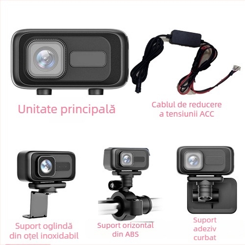 MT100 Înregistrator pentru motocicletă și vehicul electric, cameră HD rezistentă la apă, unghi de vizualizare 140°, 0.8 MP, suport SD card până la 64GB, WiFi direct către telefonul mobil