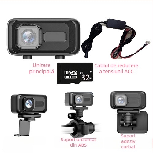 MT100 Înregistrator pentru motocicletă și vehicul electric, cameră HD rezistentă la apă, unghi de vizualizare 140°, 0.8 MP, suport SD card până la 64GB, WiFi direct către telefonul mobil