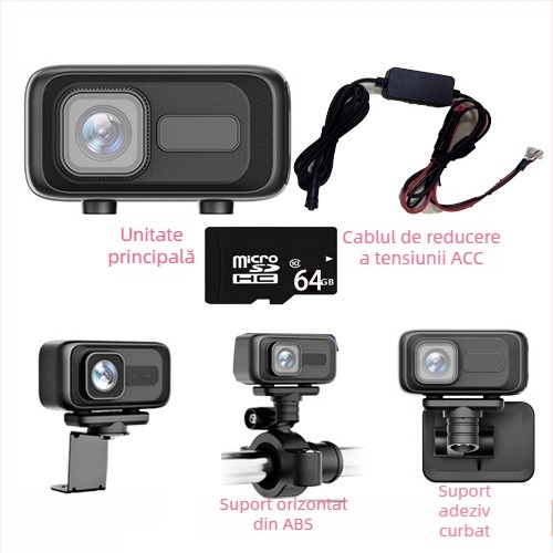 MT100 Înregistrator pentru motocicletă și vehicul electric, cameră HD rezistentă la apă, unghi de vizualizare 140°, 0.8 MP, suport SD card până la 64GB, WiFi direct către telefonul mobil