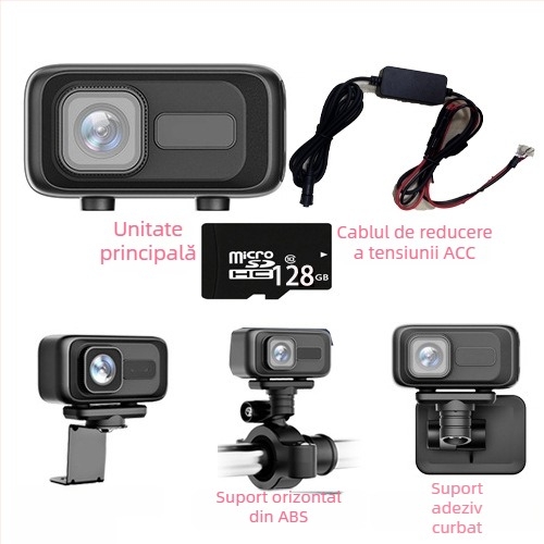 MT100 Înregistrator pentru motocicletă și vehicul electric, cameră HD rezistentă la apă, unghi de vizualizare 140°, 0.8 MP, suport SD card până la 64GB, WiFi direct către telefonul mobil