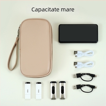 Geantă PU pentru accesorii digitale, design cu mai multe straturi, husă antipraf pentru cabluri, unități USB și căști — organizator de călătorie