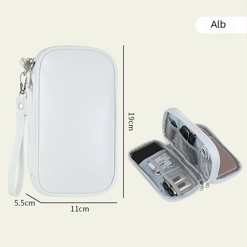 Geantă PU pentru accesorii digitale, design cu mai multe straturi, husă antipraf pentru cabluri, unități USB și căști — organizator de călătorie