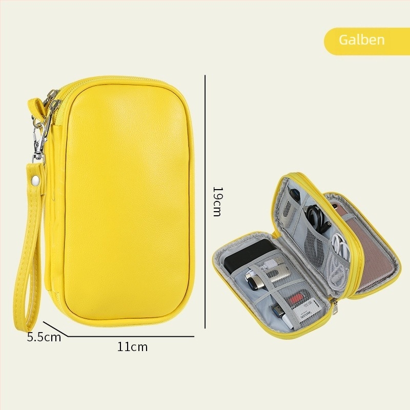 Geantă PU pentru accesorii digitale, design cu mai multe straturi, husă antipraf pentru cabluri, unități USB și căști — organizator de călătorie