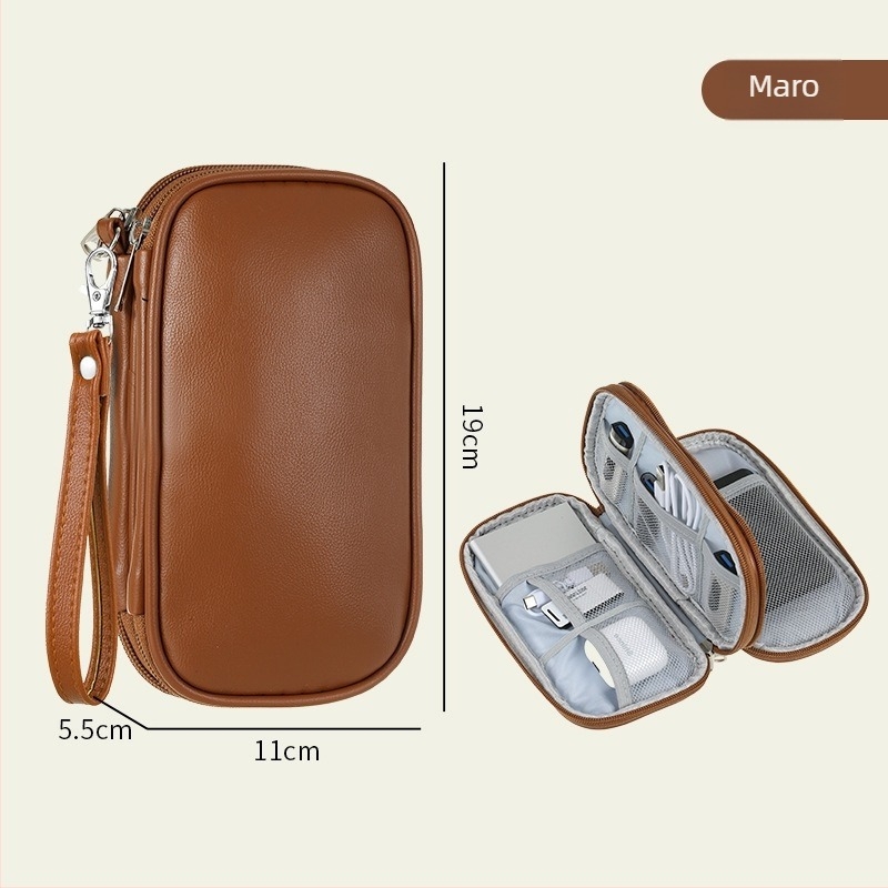 Geantă PU pentru accesorii digitale, design cu mai multe straturi, husă antipraf pentru cabluri, unități USB și căști — organizator de călătorie