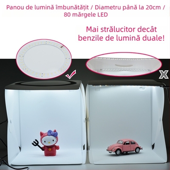 Studio mini pentru fotografiere bijuterii: inel de lumină de 20 cm, corp PVC, cutie de lumină difuză