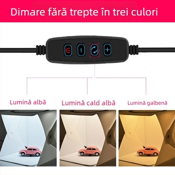 Studio mini pentru fotografiere bijuterii: inel de lumină de 20 cm, corp PVC, cutie de lumină difuză