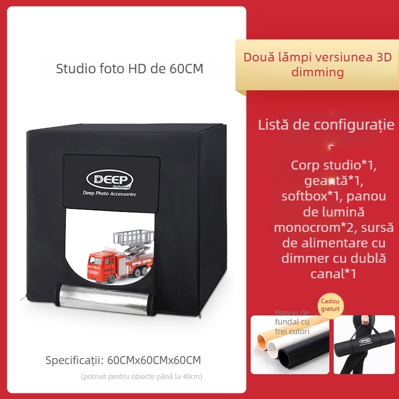 Kit foto, marca Dep, model DEEP60*60*60, iluminare LED cu softbox pentru studio, certificat BSTDG1601675631EC-1