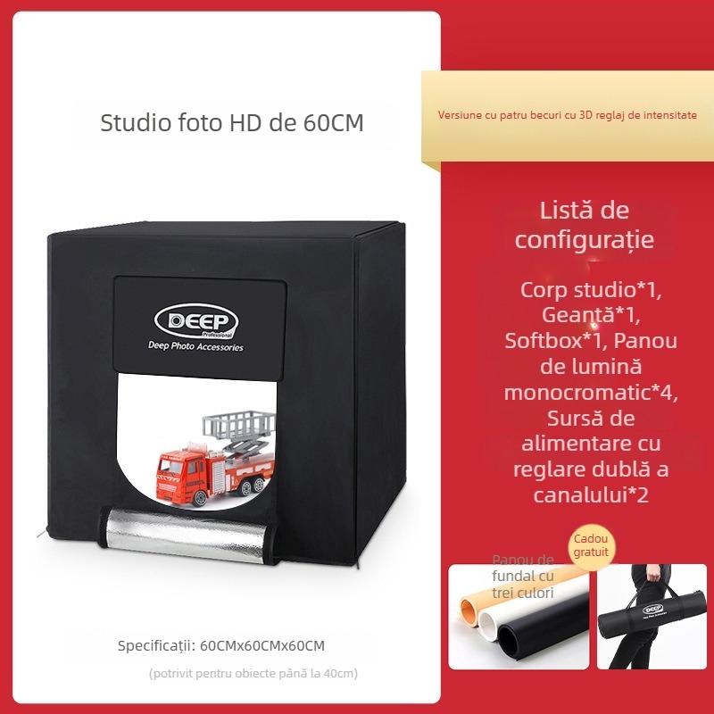 Kit foto, marca Dep, model DEEP60*60*60, iluminare LED cu softbox pentru studio, certificat BSTDG1601675631EC-1