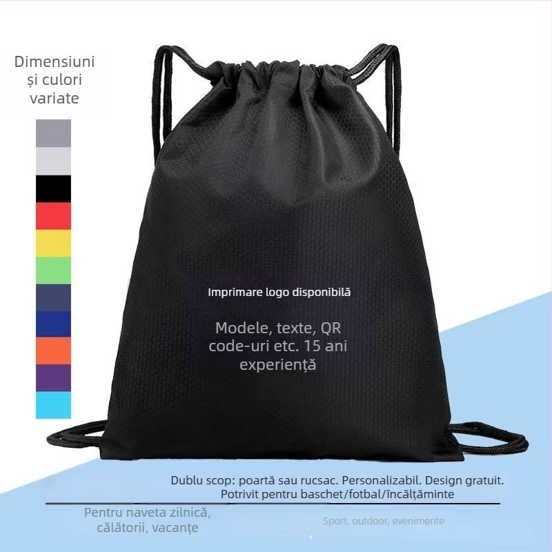Rucsac din Oxford cu șnur pentru baschet și sporturi în aer liber, cu bretele duble și logo personalizat