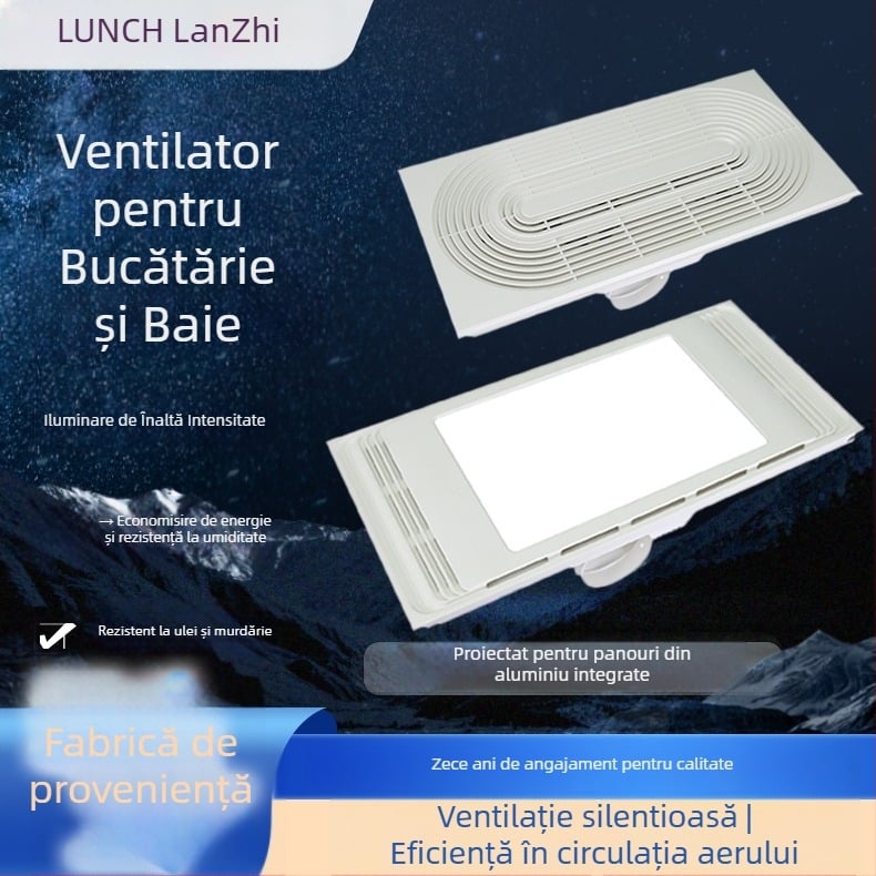 Ventilator de ventilație încorporat în tavan, DX-H600-17, 220V, 64W, iluminare silențioasă, 2 în 1 ventilație