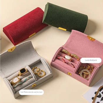 Cutie arcuită pentru bijuterii cu mărgele – mini-cutie de depozitare portabilă, model Hmy005, stil industrial