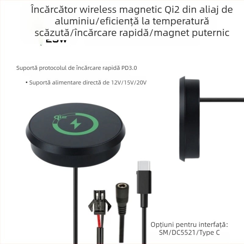 Încărcător wireless magnetic încorporat Qi2.2-25W, certificat Qi, PD protocol, încărcare magnetică, 25W max, model SX-25W-QR02