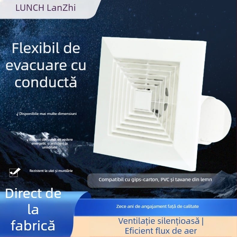 Ventilator de ventilație conductat pentru bucătărie și baie, montaj în tavan suspendat, 220V, 40W