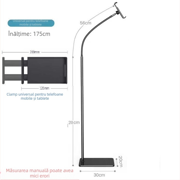 Suport metalic pentru telefon și tabletă, universal, pentru montaj pe birou sau podea, reglabil, cu susținere solidă