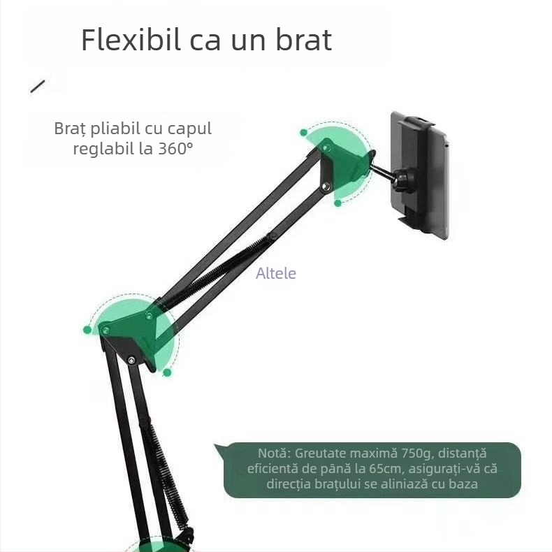 Suport metalic pentru telefon și tabletă, universal, pentru montaj pe birou sau podea, reglabil, cu susținere solidă