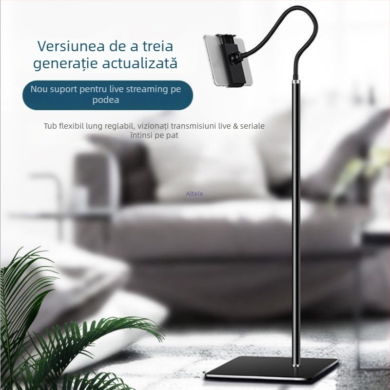 Suport metalic pentru telefon și tabletă, universal, pentru montaj pe birou sau podea, reglabil, cu susținere solidă