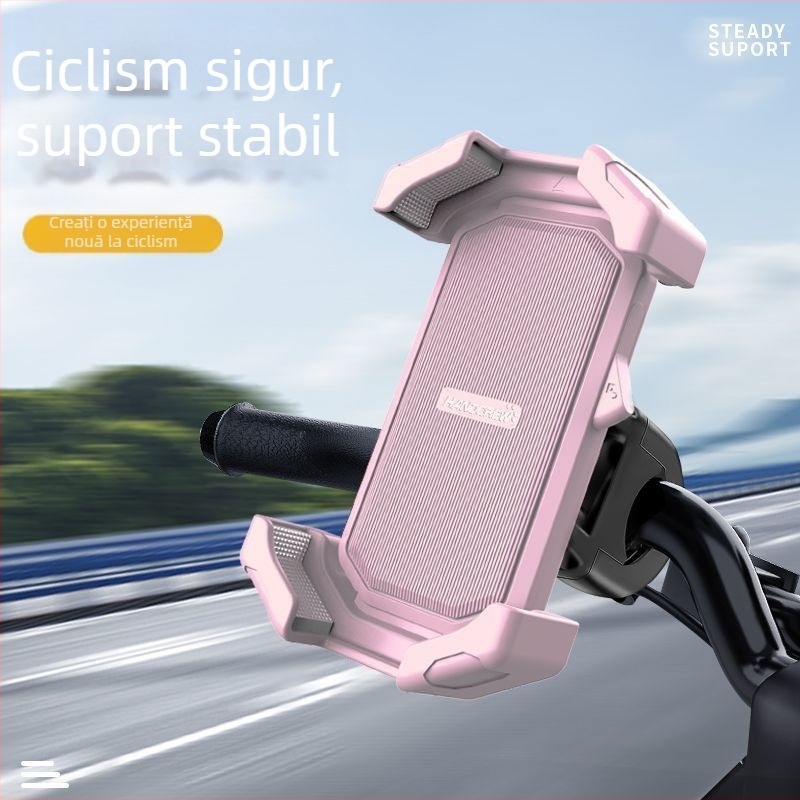 Suport pentru telefon bicicletă cu montură amortizantă pe stâlpul ghidonului — universal pentru MTB și biciclete de drum, antișoc