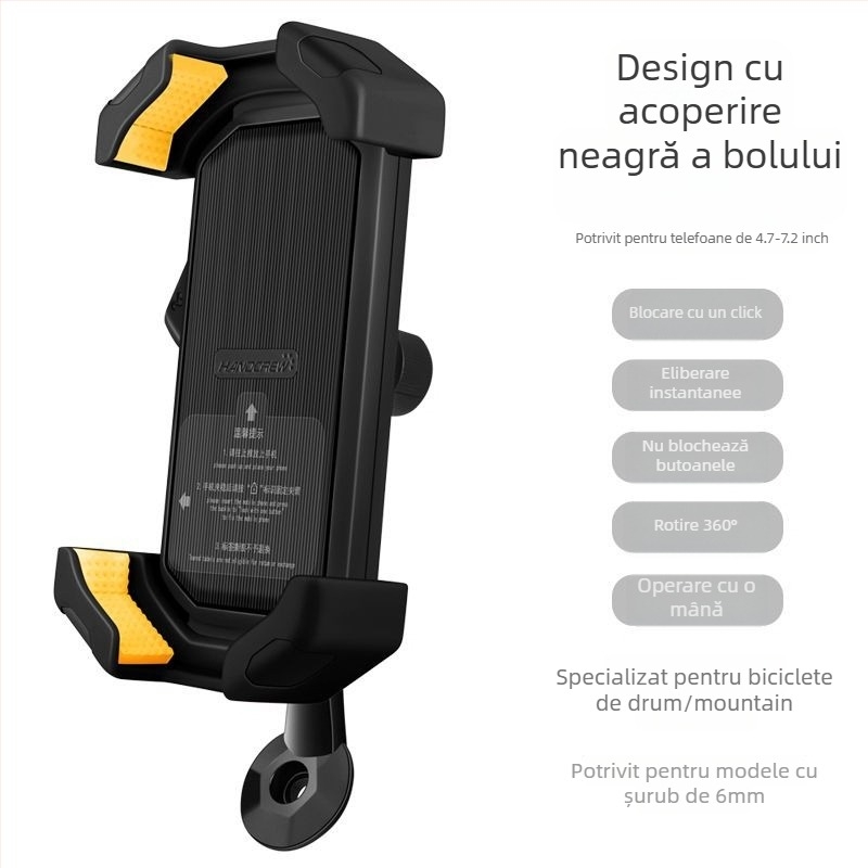 Suport pentru telefon bicicletă cu montură amortizantă pe stâlpul ghidonului — universal pentru MTB și biciclete de drum, antișoc