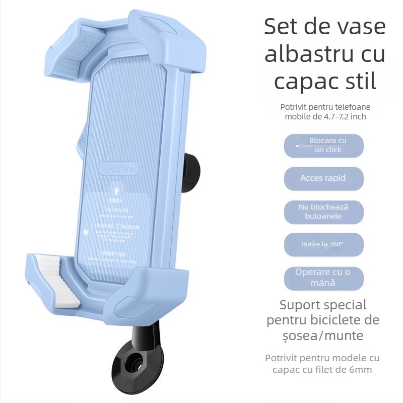 Suport pentru telefon bicicletă cu montură amortizantă pe stâlpul ghidonului — universal pentru MTB și biciclete de drum, antișoc