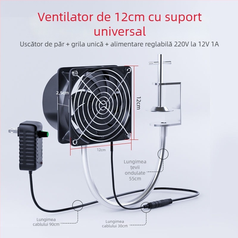 Ventilator universal pentru evacuarea fumului de lipire, cu suport universal – extractor de fum pentru lipire, stil tip fereastră
