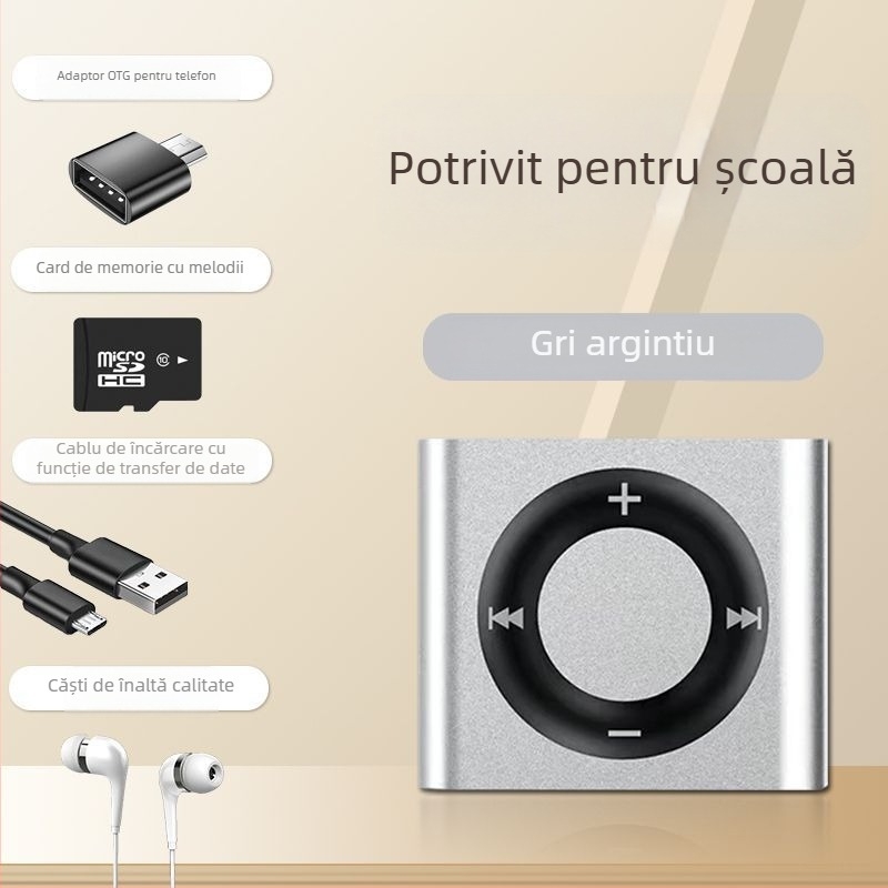 MP3 Walkman mini metal music player, redare MP4 și ascultare în limba engleză