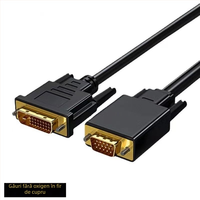 Cablu adaptor DVI către VGA, conectori macho la macho, pentru calculatoare și display-uri