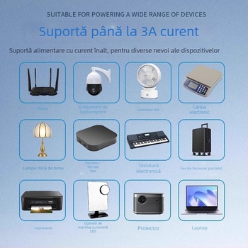 Cablu Type-C către DC, multifuncțional, tensiune reglabilă 9V/12V/18V/21V, buton dublu, nucleu de cupru, lungime 1,2 m