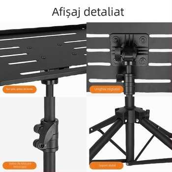 Stativ pentru proiector din aliaj de aluminiu cu tavă de răcire pentru laptop, suport de podea cu patru picioare, model T1017