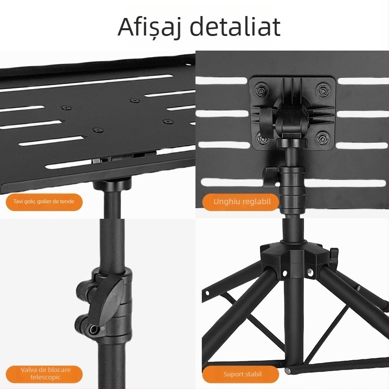 Stativ pentru proiector din aliaj de aluminiu cu tavă de răcire pentru laptop, suport de podea cu patru picioare, model T1017